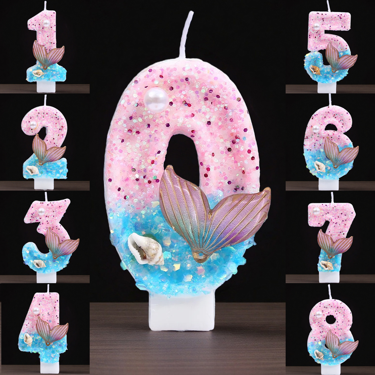 Holiday Candle Set - Gradient Blue Shell Pearl Creative Digital