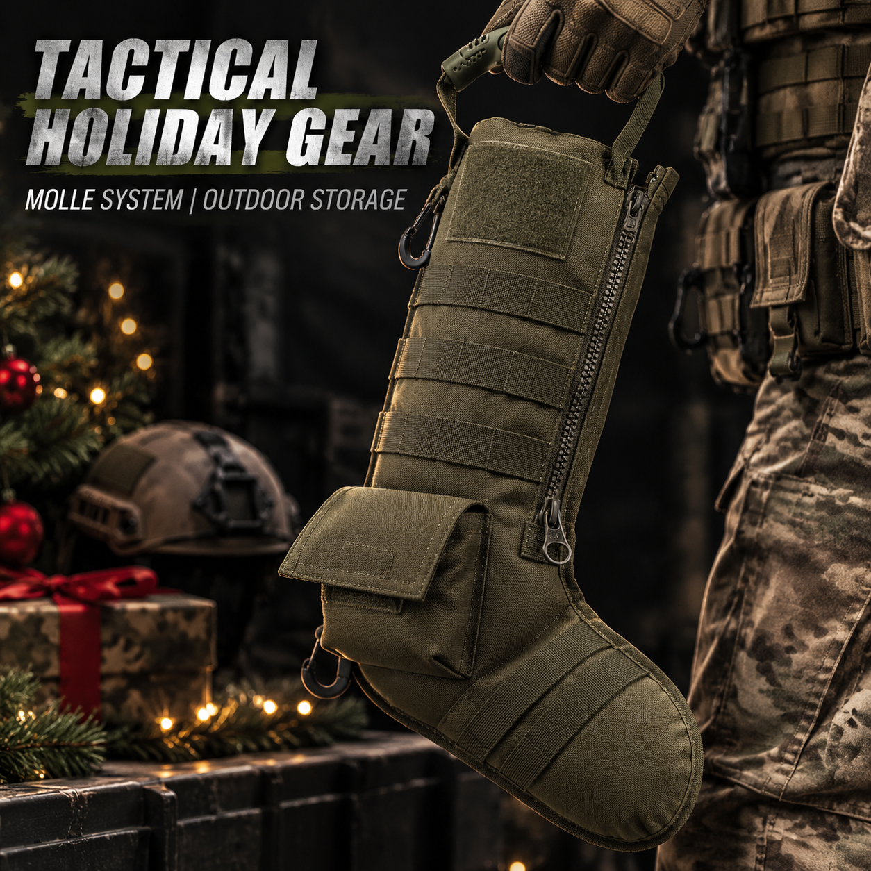 Christmas Stocking Hanging - Tactical Christmas Stocking MOLLE Pouch Outdoor