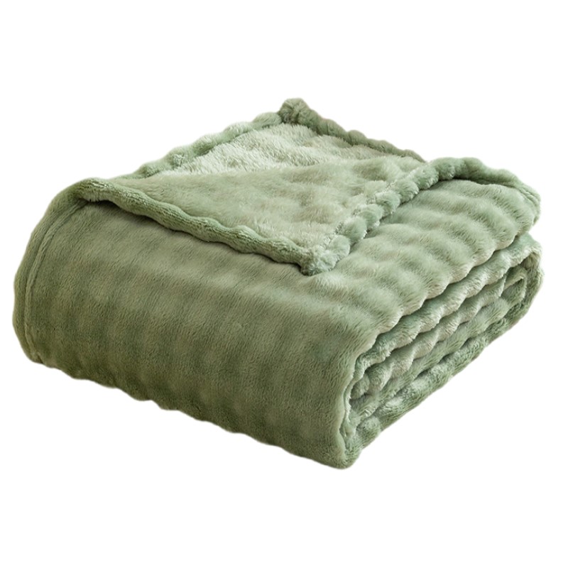 Christmas Throw Blanket - Sage Green Bubble Fleece Blanket for