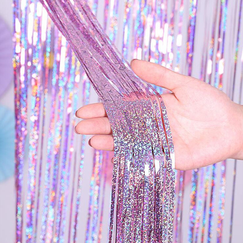 Tinsel Garland Decoration - 2M Glitter Pink Metallic Foil Tinsel