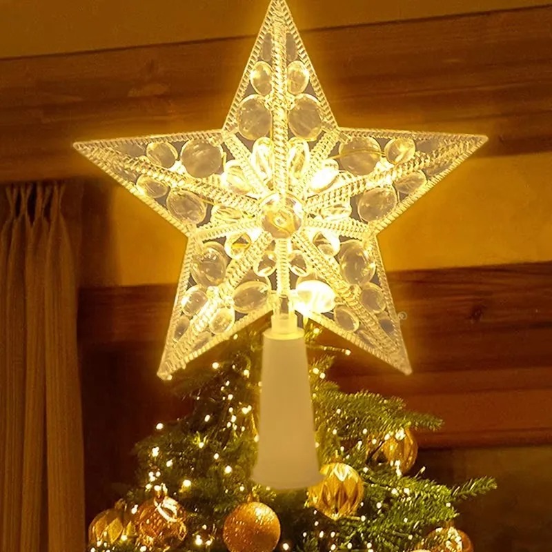 Star Tree Topper - Glowing Christmas 15cm Tree Topper Xmas