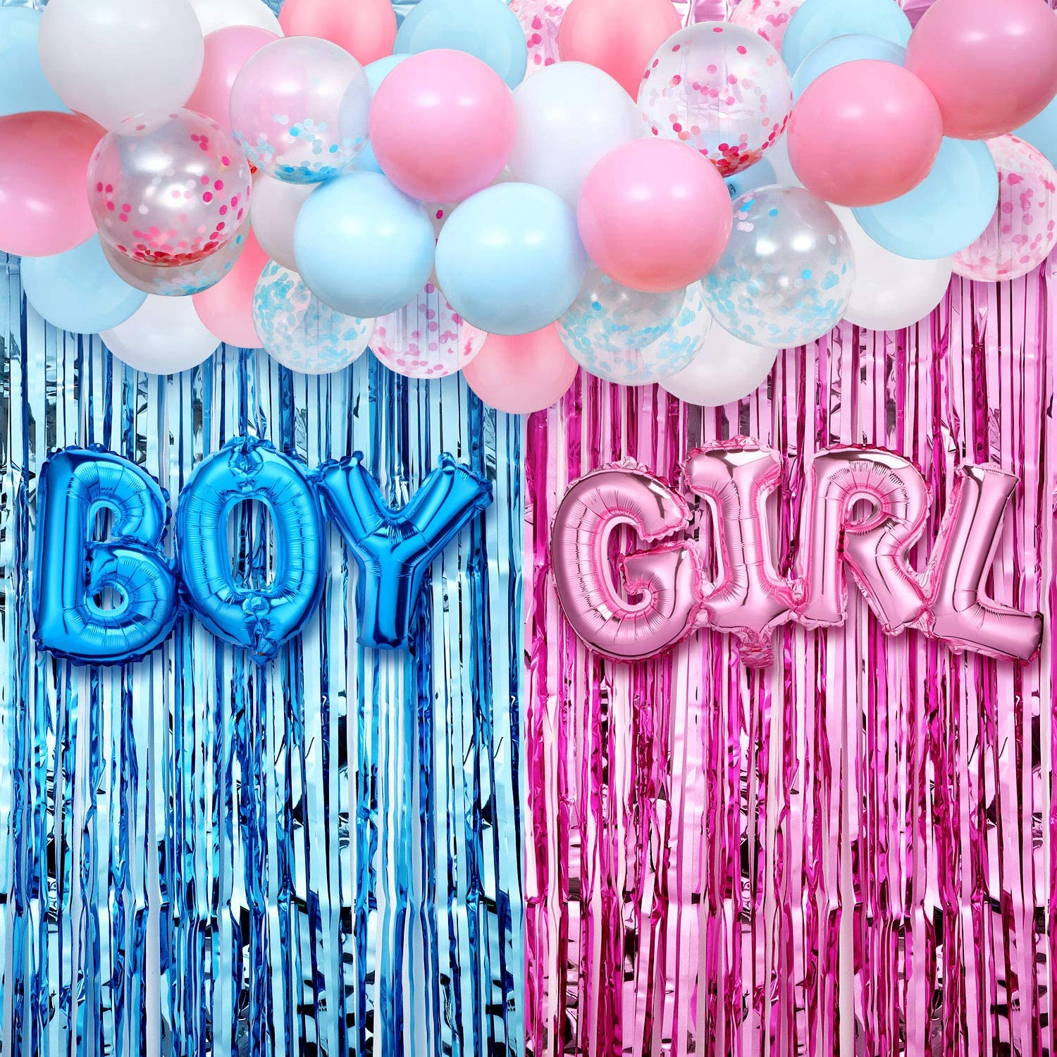 Tinsel Garland Decoration - 35PCS Gender Reveal Decoration Boy or