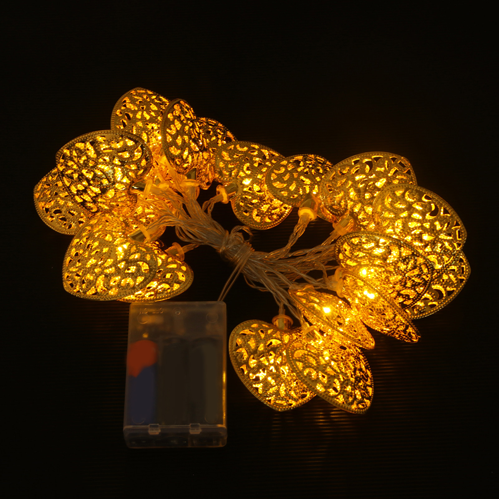 Led Fairy String Lights - 20Leds Heart String Lights Golden Warm