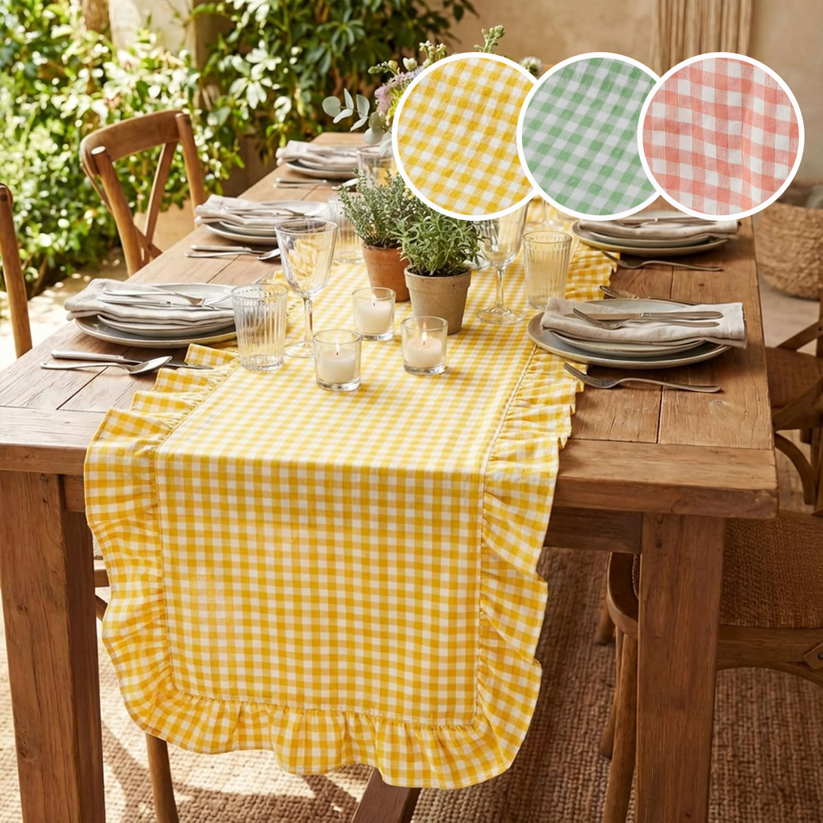 Christmas Throw Blanket - Checkered lotus leaf edge table flag