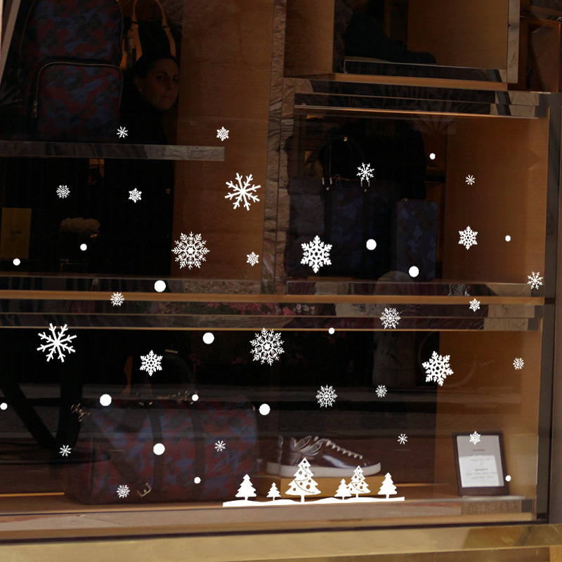 Snowflake Window Decal - Snowflake Christmas Tree Electrostatic Sticker Window