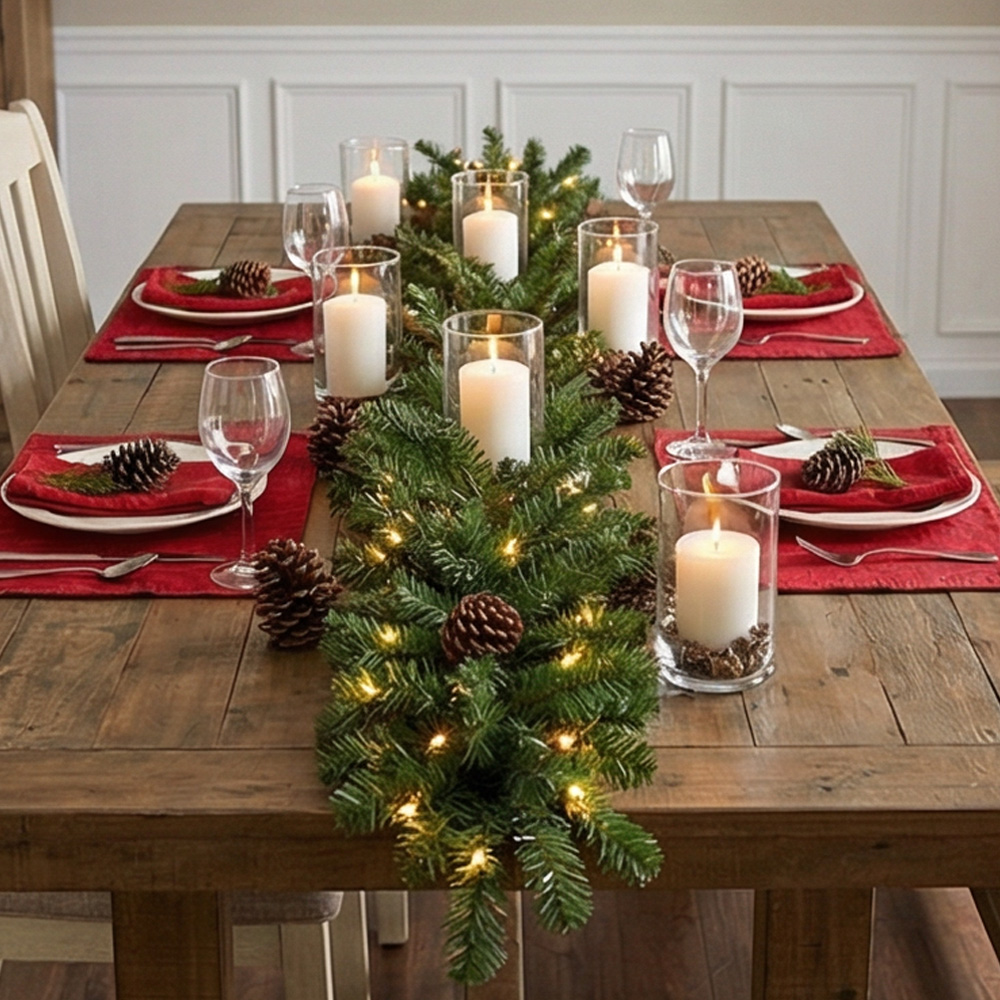 2.7M Artificial Green Christma - Christmas Wreath Fake ulasan dan harga