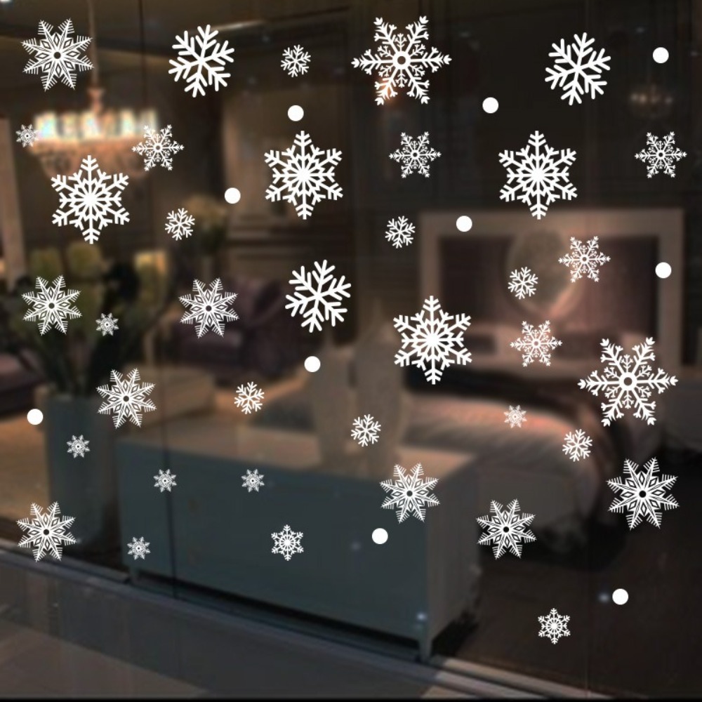30pcs PVC Christmas Snowflakes - Snowflake Window Decal ulasan dan harga