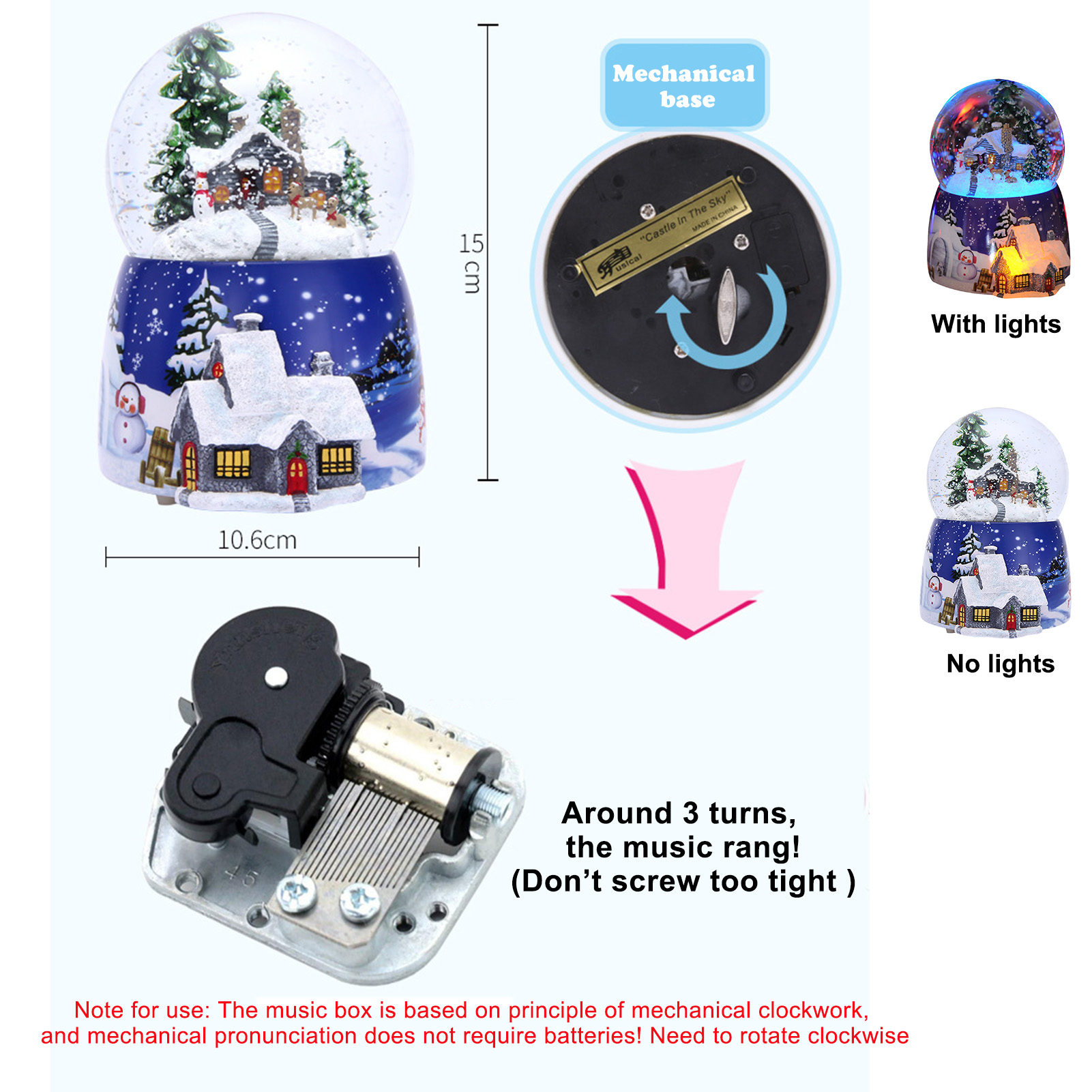1 Pcs Resin Music Box Crystal  - Snow Globe Musical ulasan dan harga