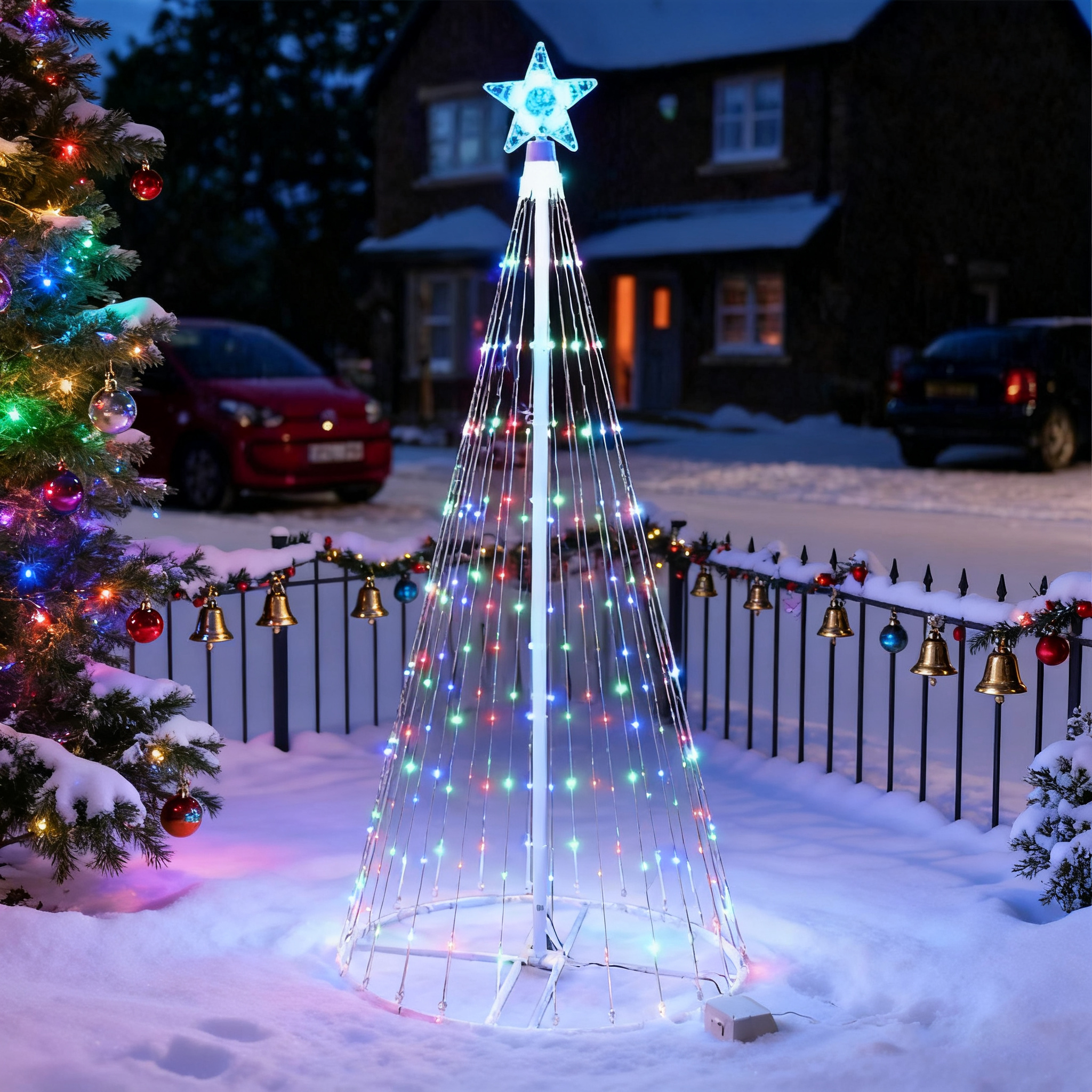 Solar-Powered LED Waterfall St - Star Tree Topper ulasan dan harga
