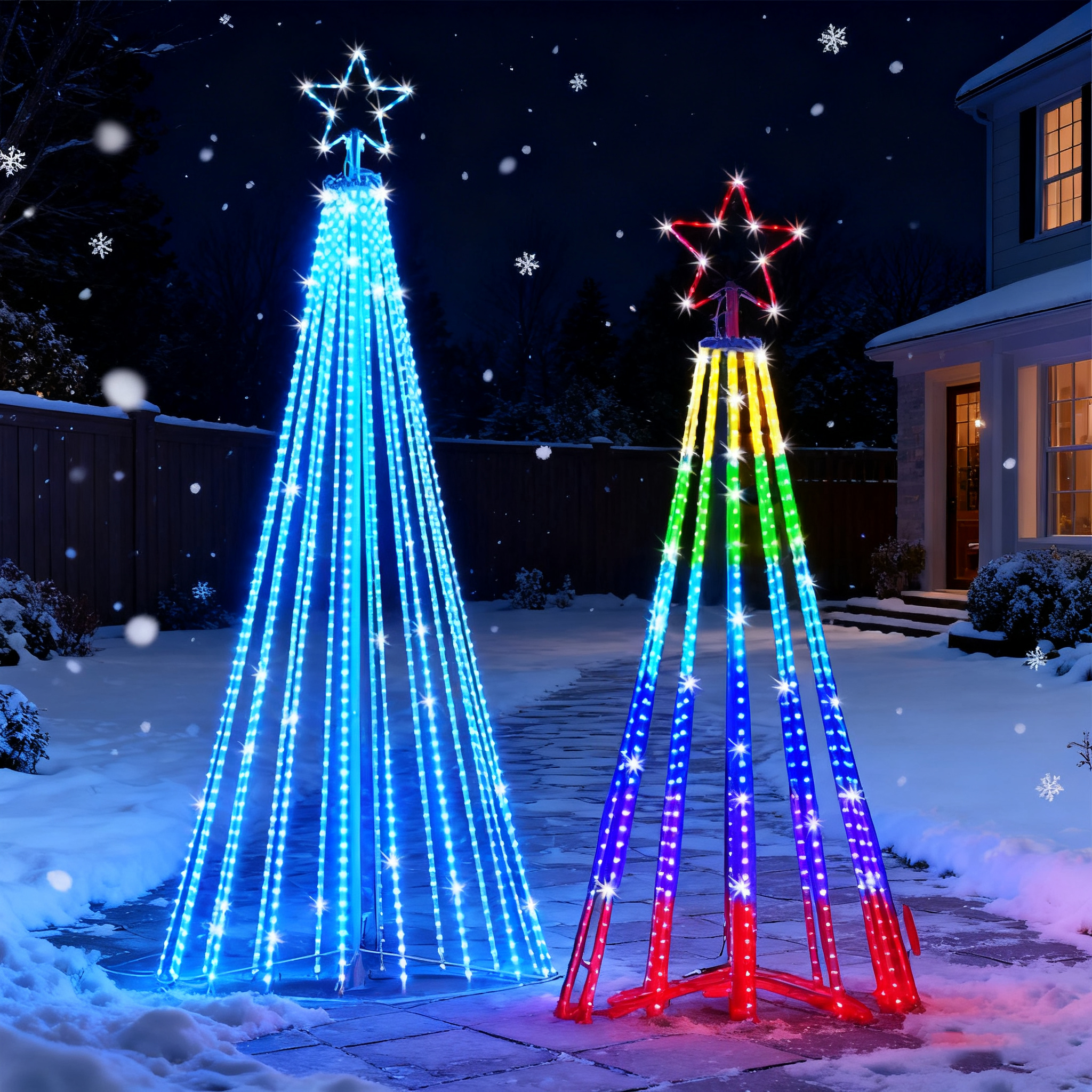 Solar-Powered LED Waterfall St - Star Tree Topper ulasan dan harga
