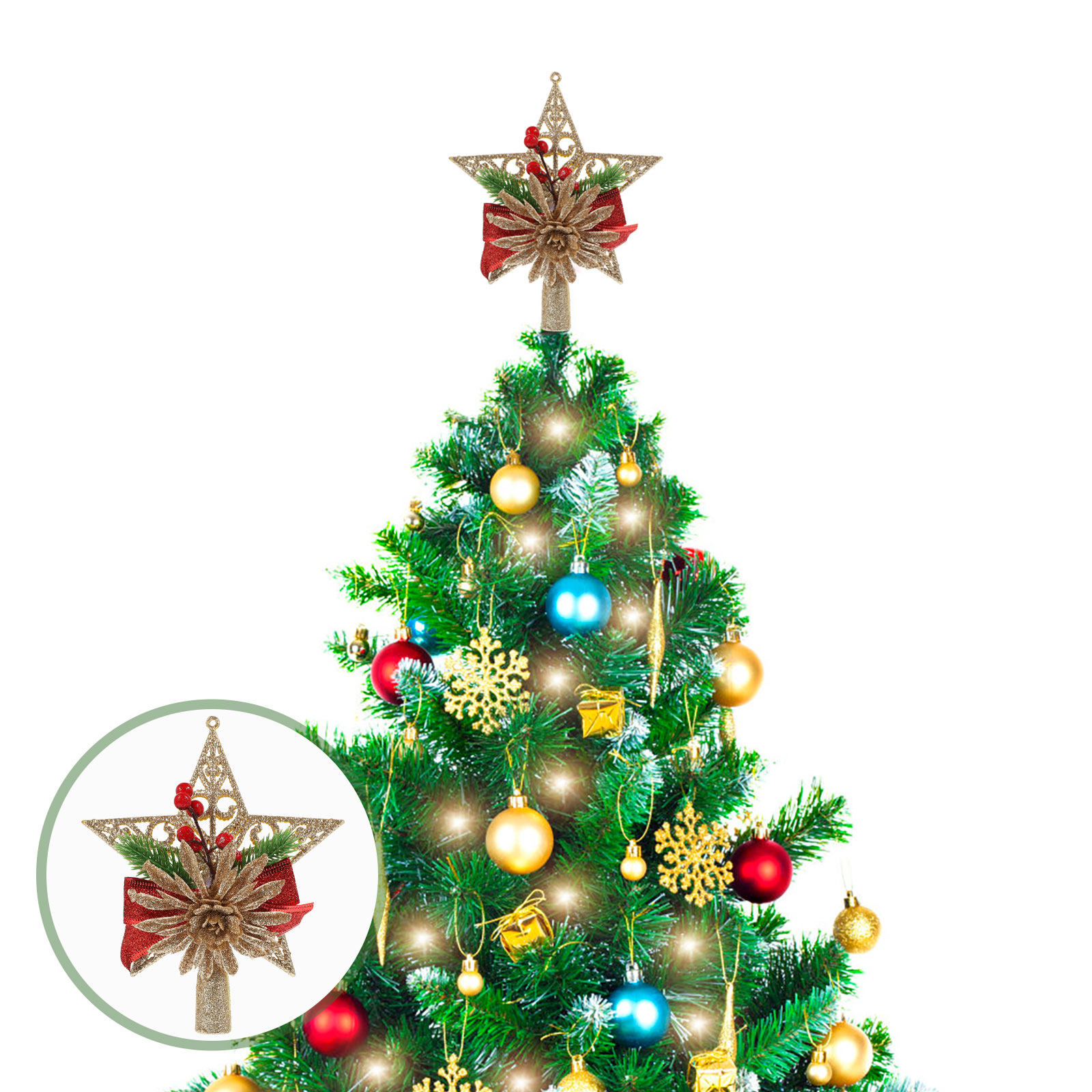 1pc Christmas Tree Topper Exqu - Star Tree Topper ulasan dan harga