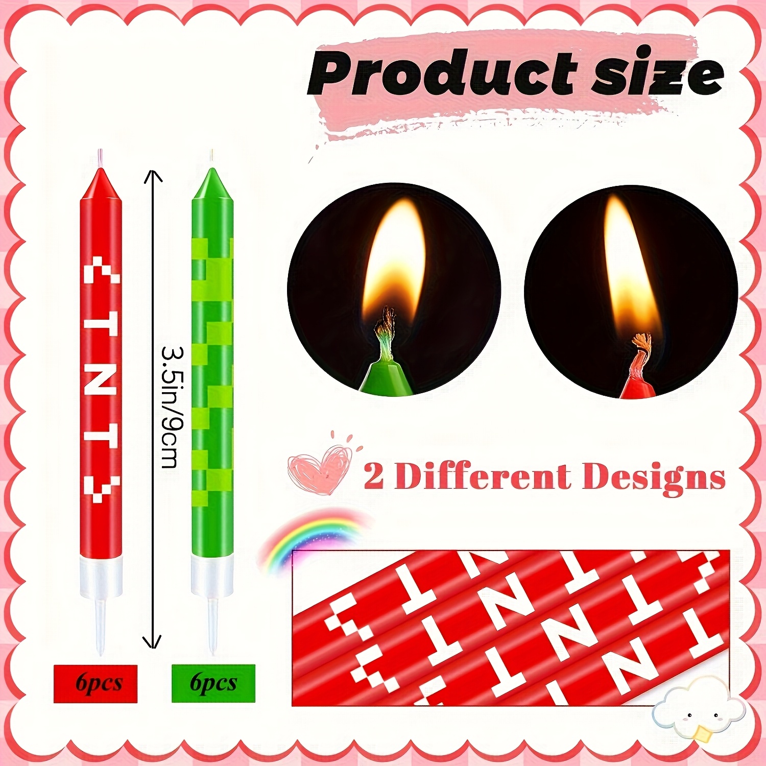 12/24pcs Green Pixel Cake Cand - Holiday Candle Set ulasan dan harga