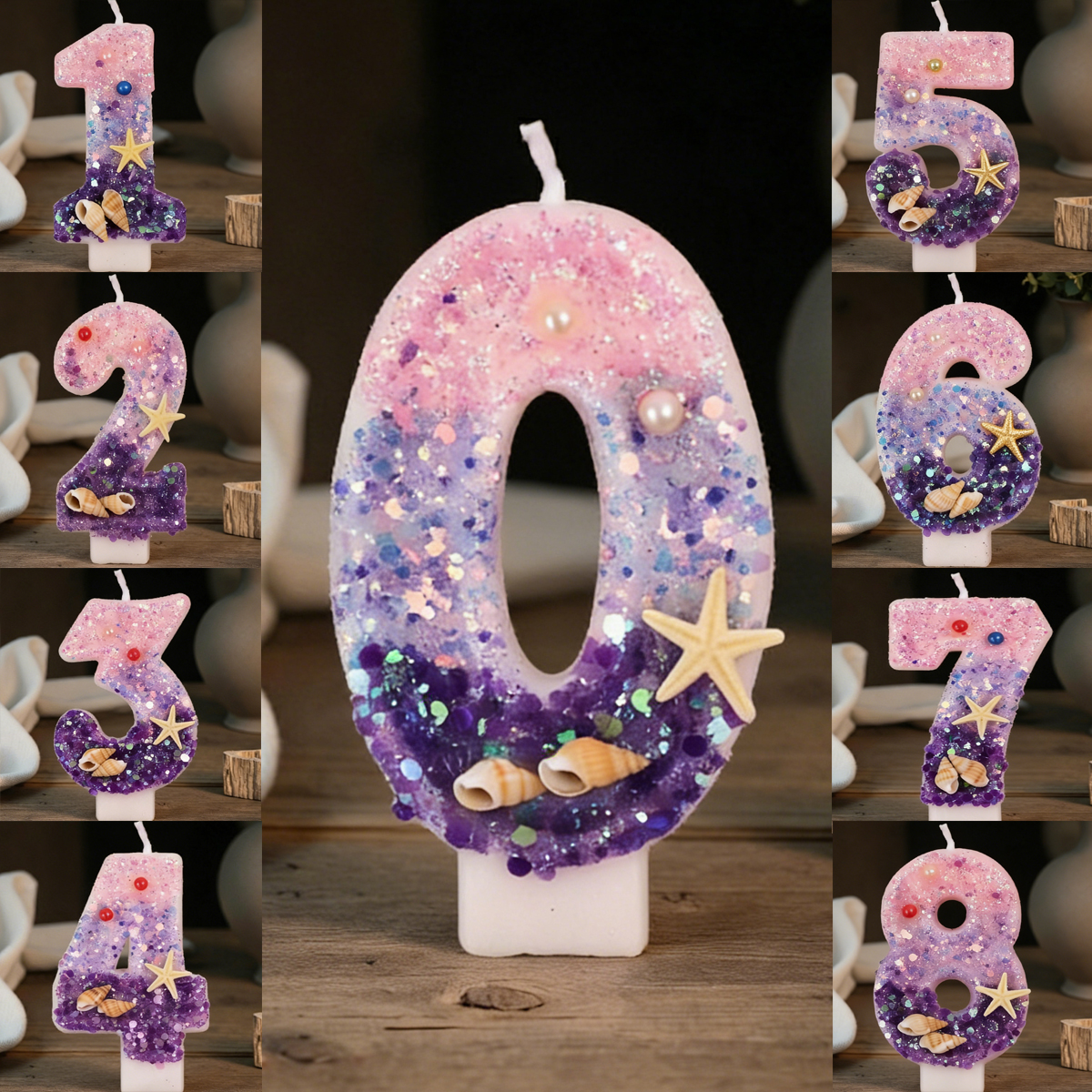 Three Color Gradient Mermaid 0 - Holiday Candle Set ulasan dan harga