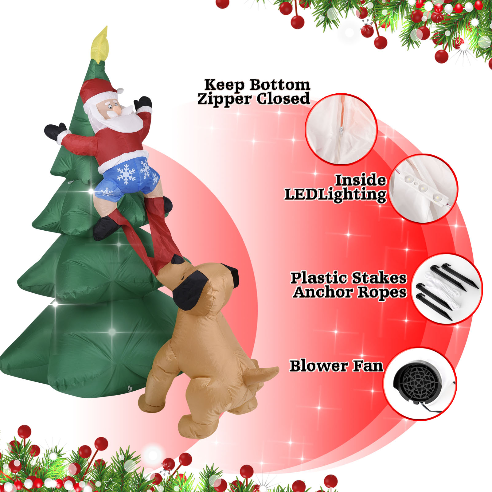 Christmas Inflatable Dog  w/Sa - Christmas Lights Outdoor ulasan dan harga