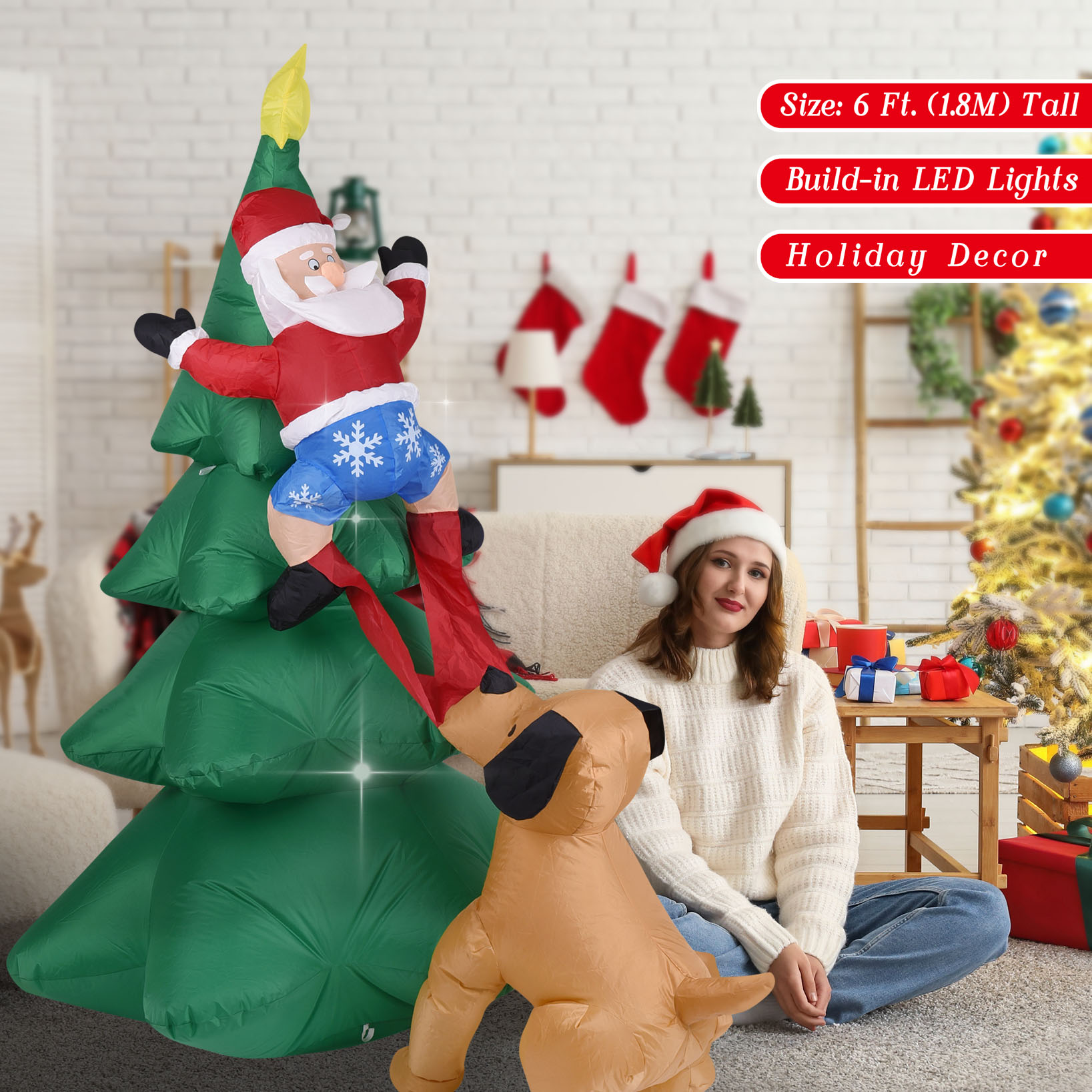 Christmas Inflatable Dog  w/Sa - Christmas Lights Outdoor ulasan dan harga