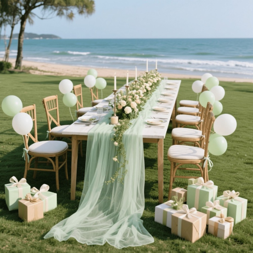 Wedding Sheer Table Runner, Bo - Christmas Table Runner ulasan dan harga