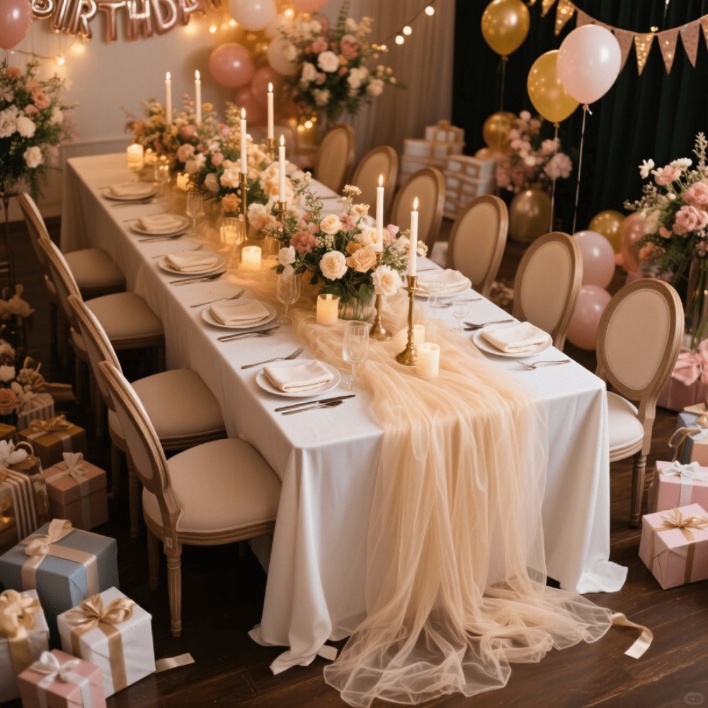 Wedding Sheer Table Runner, Bo - Christmas Table Runner ulasan dan harga