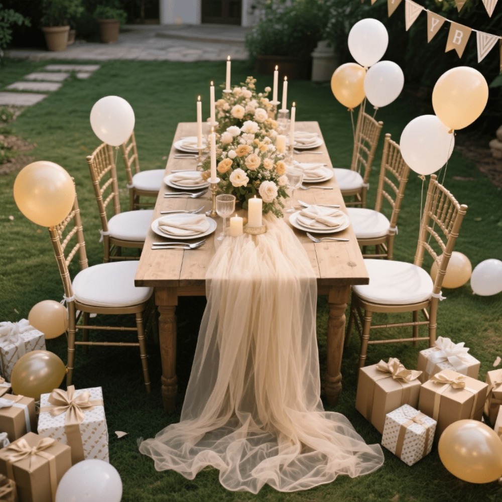 Wedding Sheer Table Runner, Bo - Christmas Table Runner ulasan dan harga