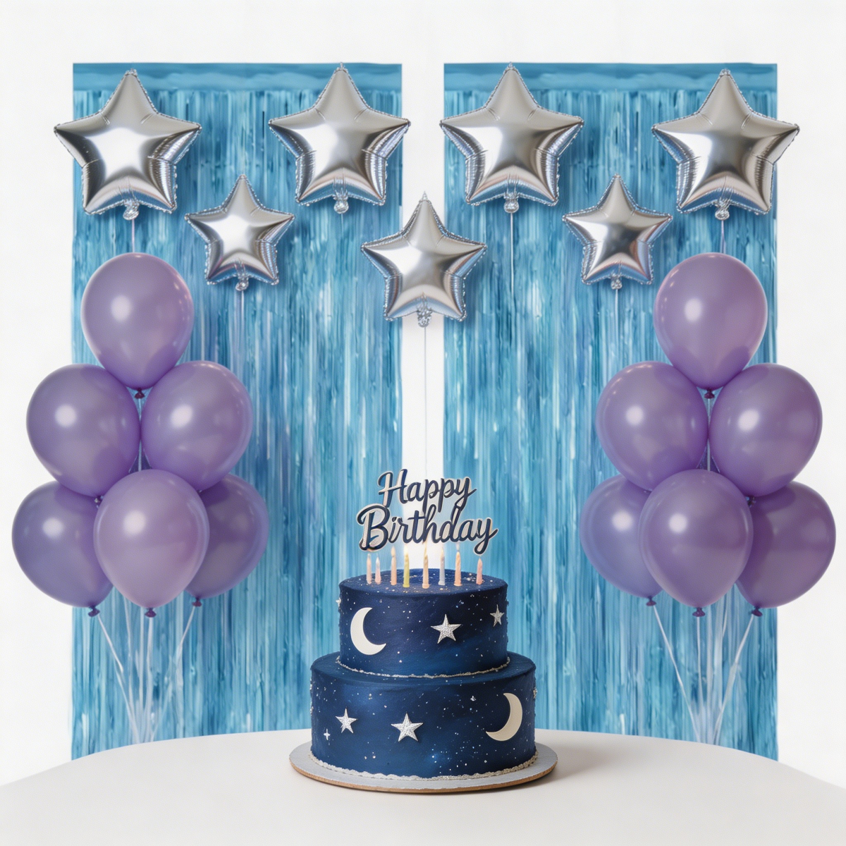 2PCS Light Blue Metallic Foil  - Tinsel Garland Decoration ulasan dan harga