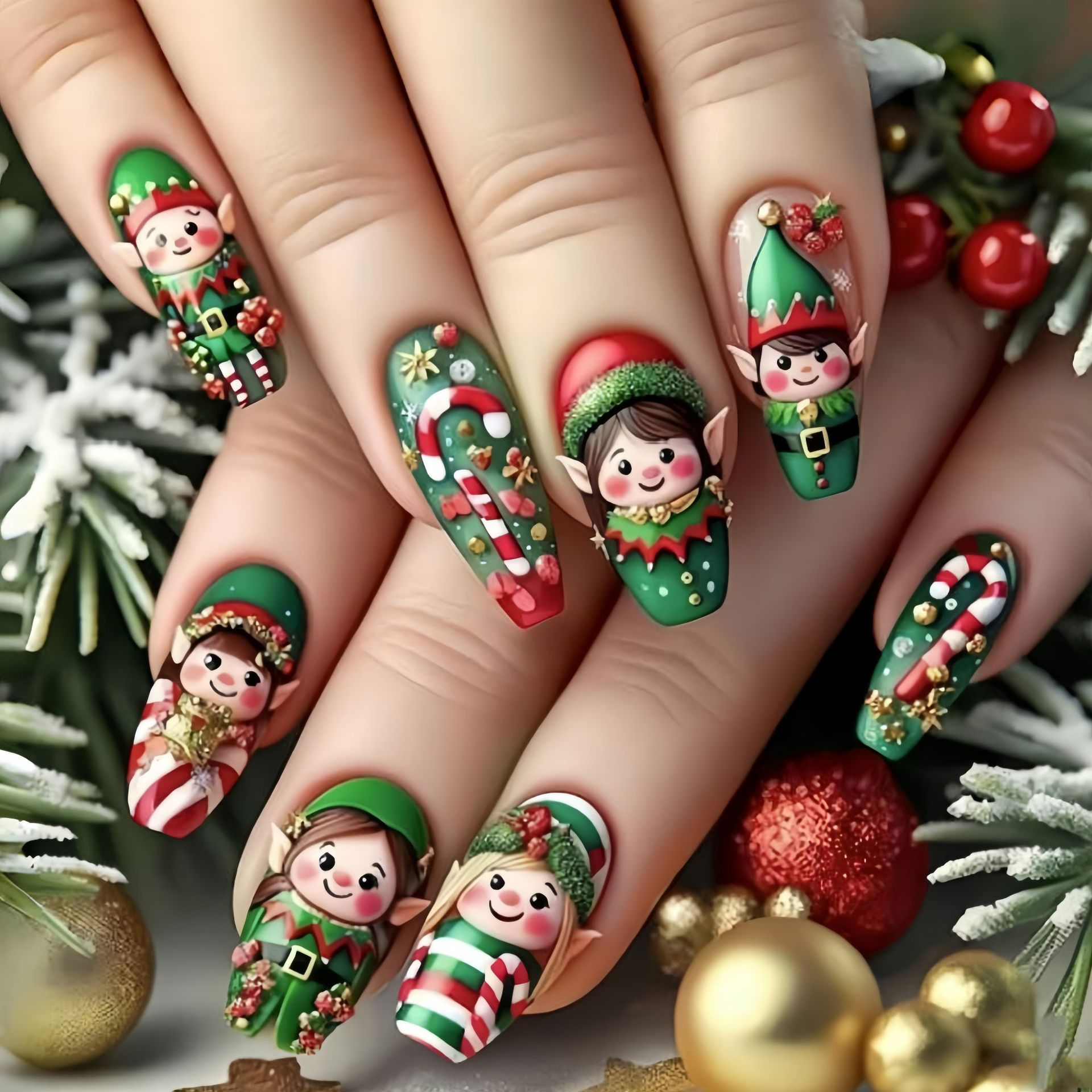 Medium fake nails for Christma - Christmas Tree Artificial ulasan dan harga