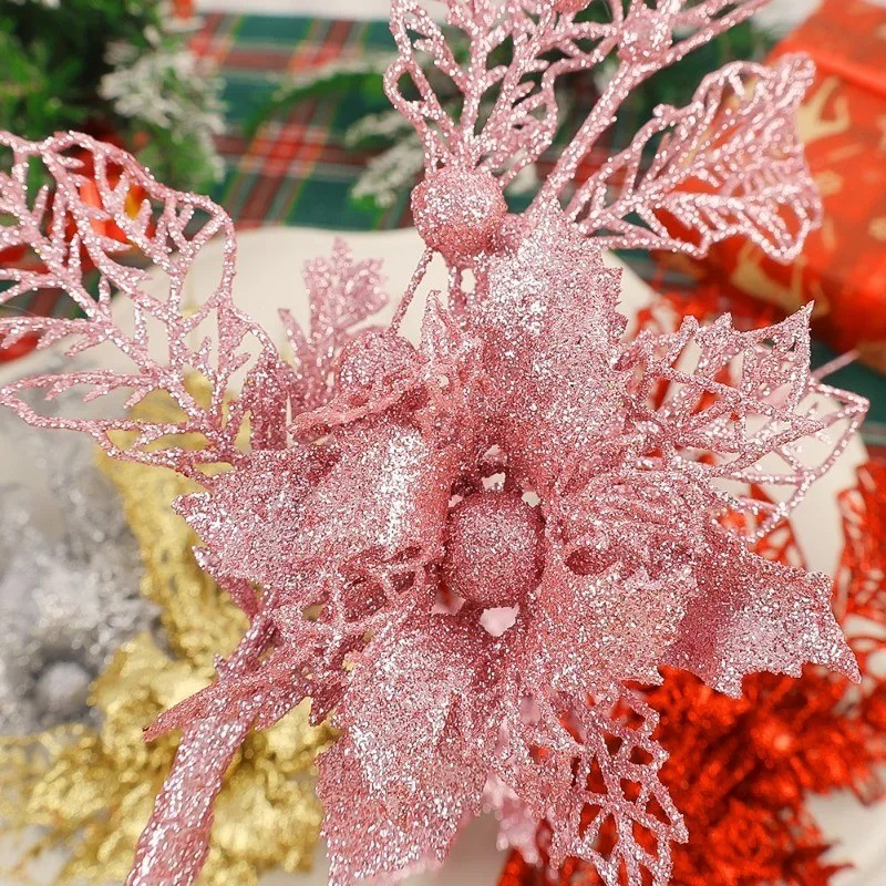 Glitter Artificial Flower Berr - Christmas Wreath Fake ulasan dan harga