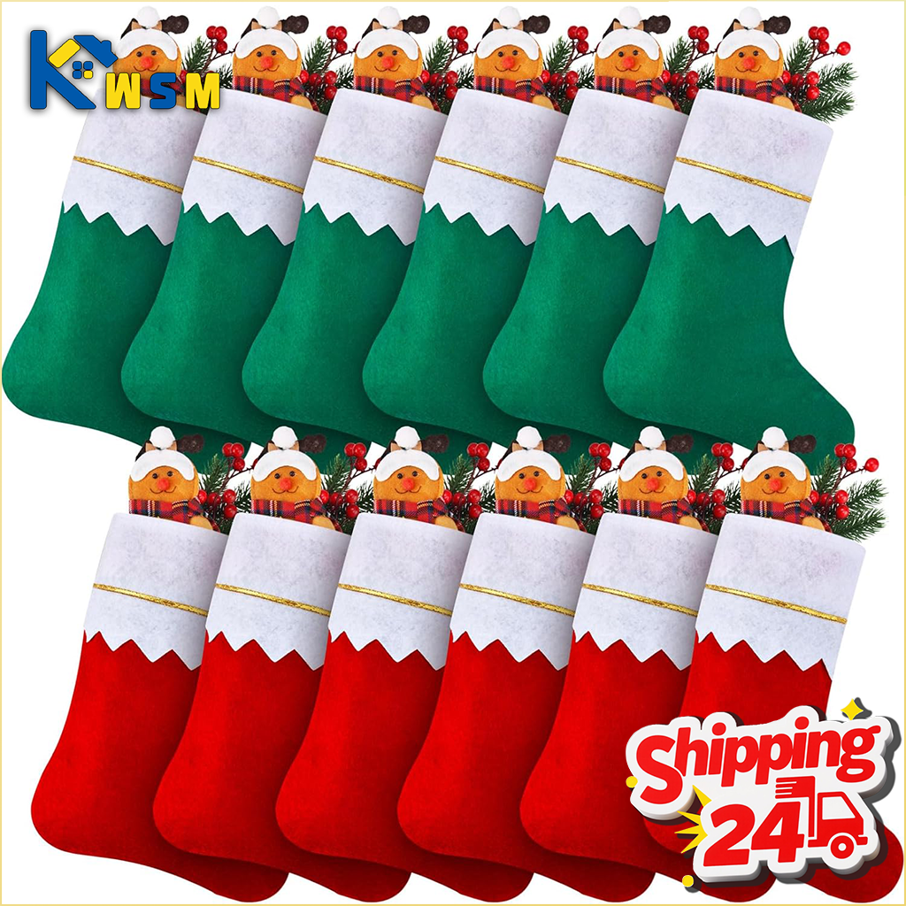 Double Sided Gold Trim Christm - Christmas Stocking Hanging ulasan dan harga