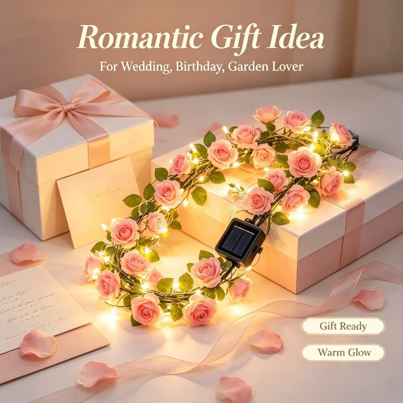 Solar Rose Vine String Lights, - Led Fairy String Lights ulasan dan harga