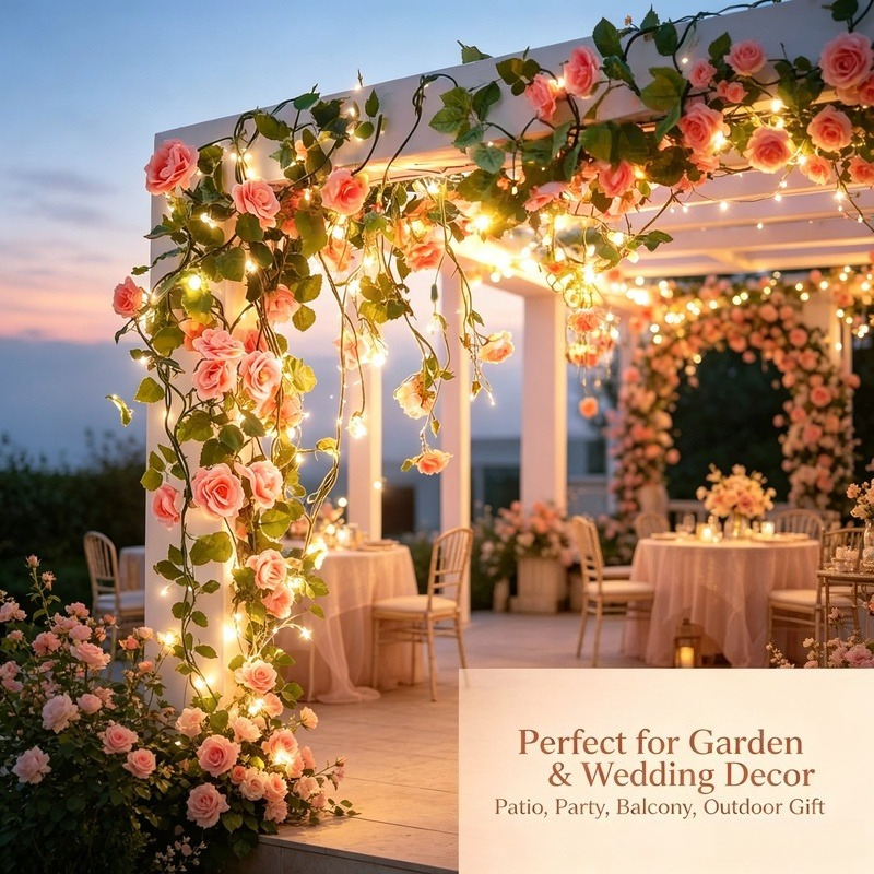 Solar Rose Vine String Lights, - Led Fairy String Lights ulasan dan harga