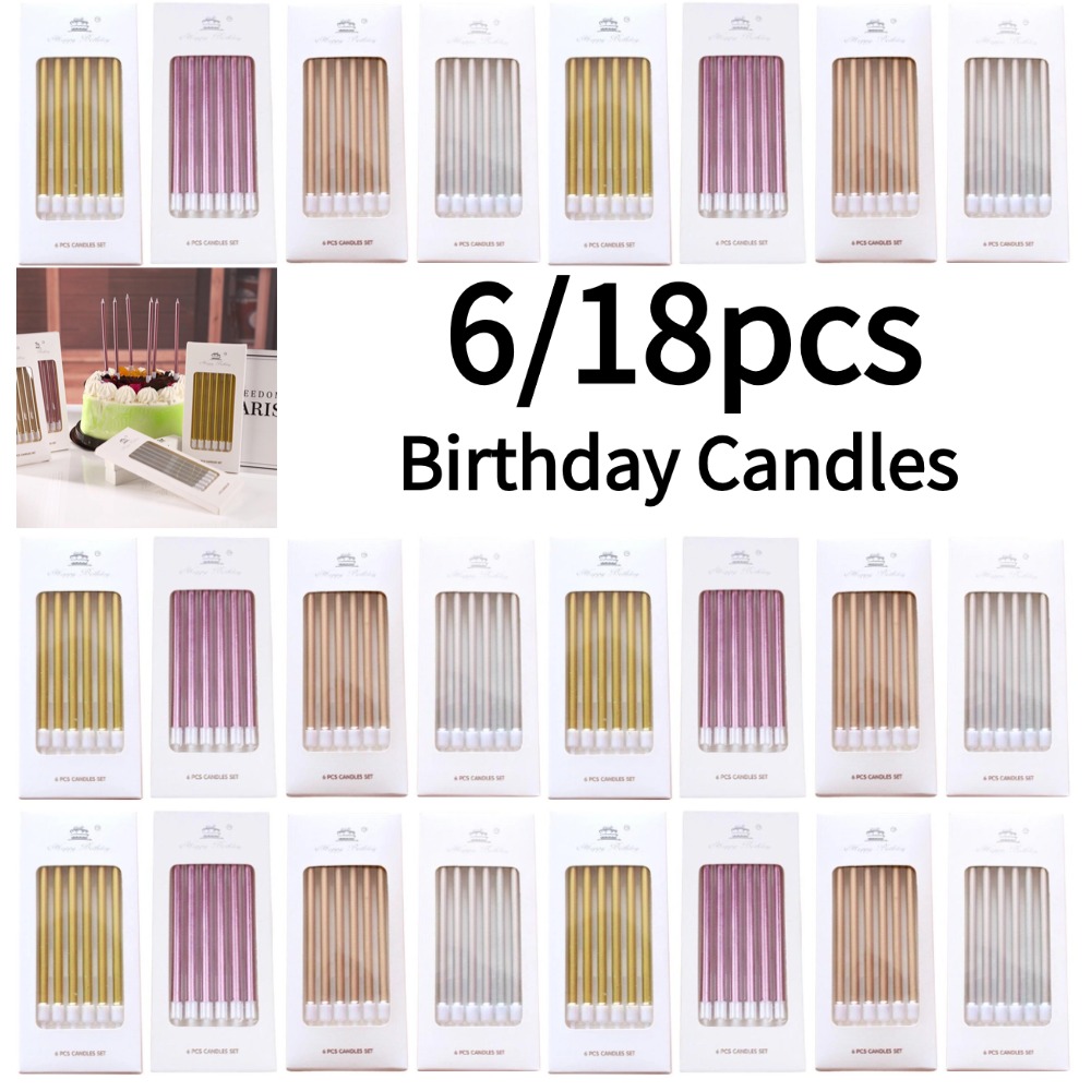 6/18pcs Metal Gold Silver Birt - Holiday Candle Set ulasan dan harga