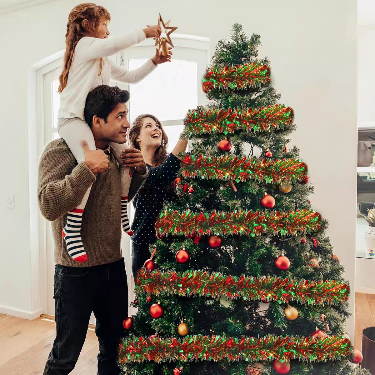 2/10M Christmas Tinsel Garland - Tinsel Garland Decoration ulasan dan harga