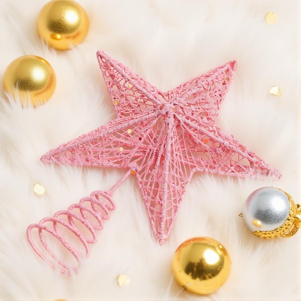 Christmas Pink Pentagon Top St - Star Tree Topper ulasan dan harga
