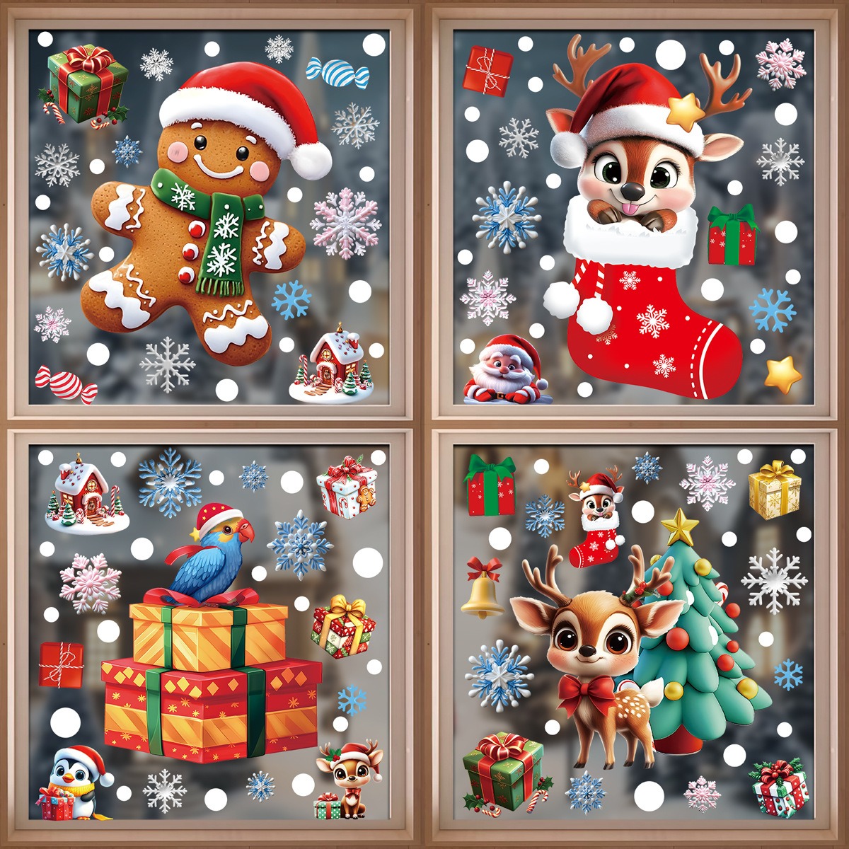 Christmas Window Stickers Ging - Snowflake Window Decal ulasan dan harga