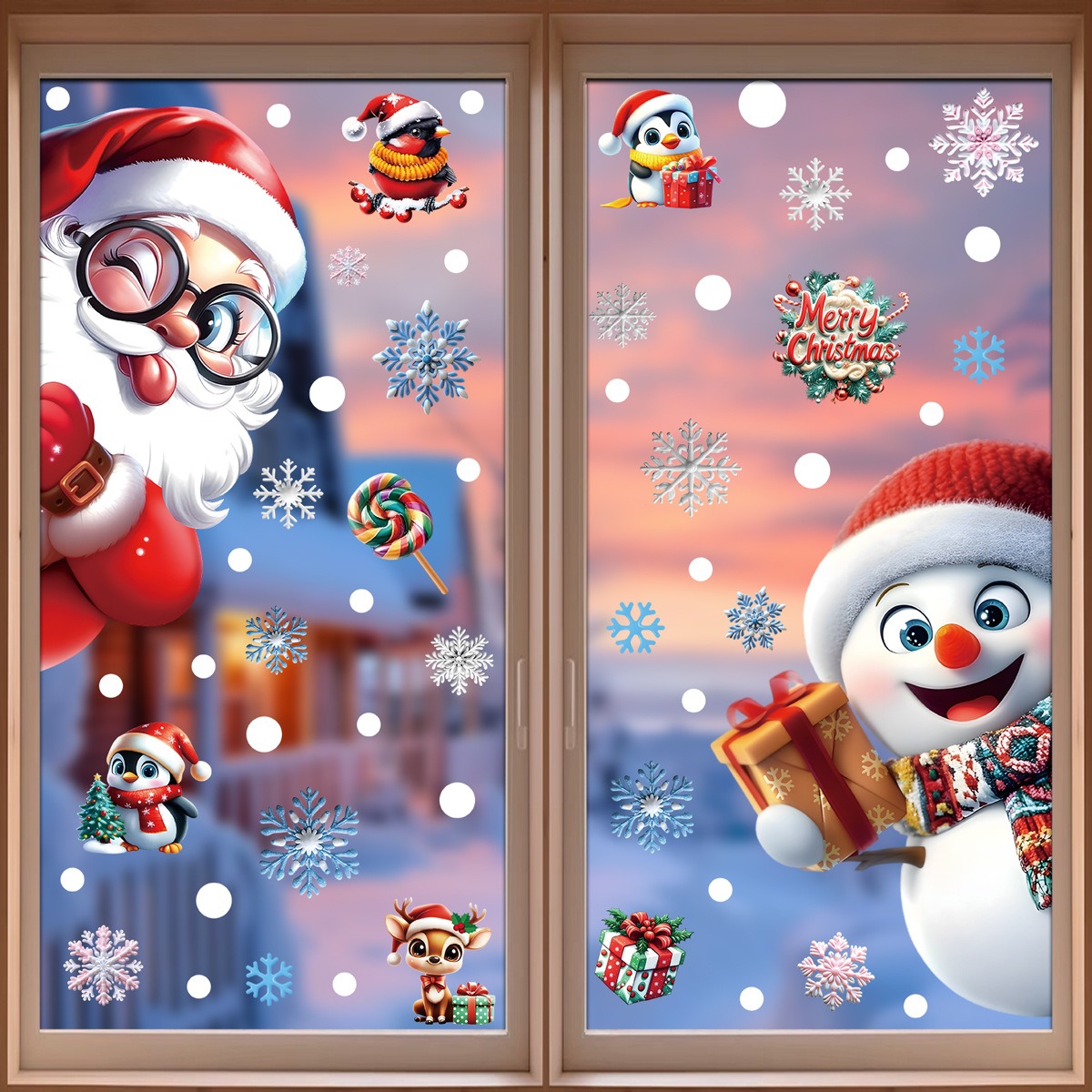 Christmas Window Stickers Ging - Snowflake Window Decal ulasan dan harga