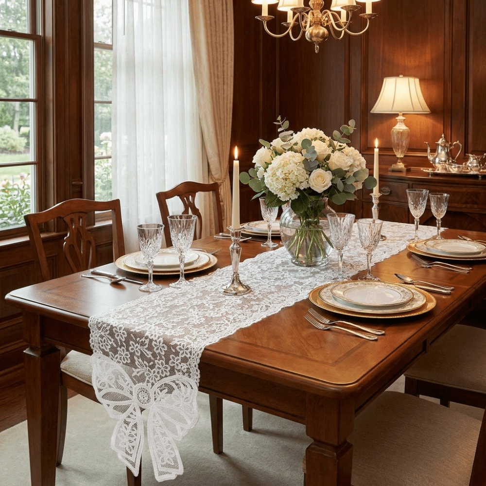 French Elegant Floral Cut-Out  - Christmas Table Runner ulasan dan harga