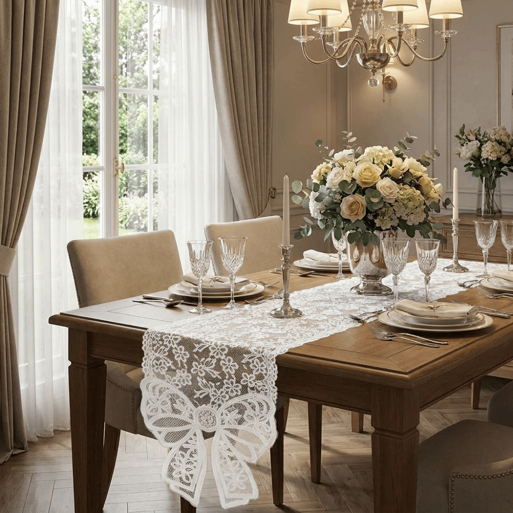 French Elegant Floral Cut-Out  - Christmas Table Runner ulasan dan harga