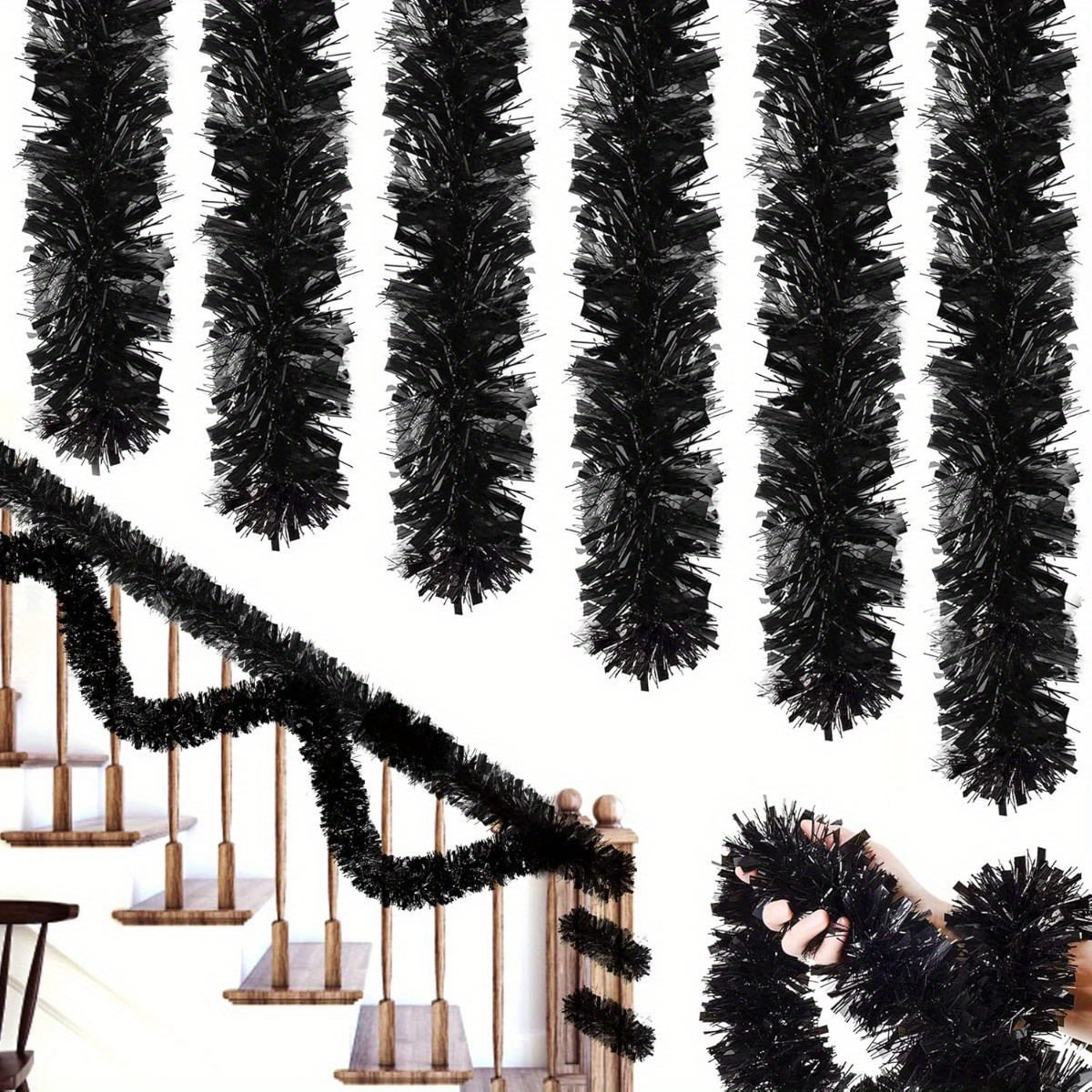 1pcs Black Tinsel Garland in M - Tinsel Garland Decoration ulasan dan harga