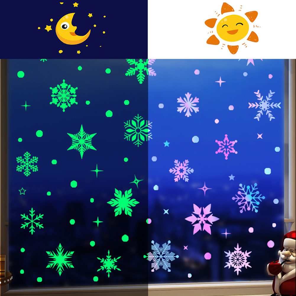 Colorful Luminous Snowflakes W - Snowflake Window Decal ulasan dan harga