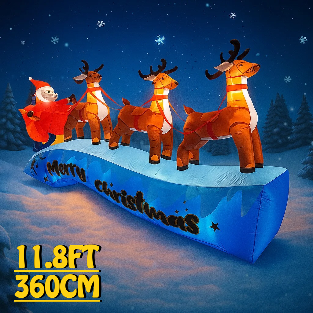 11.8FT Santa Claus Reindeer Sl - Christmas Lights Outdoor ulasan dan harga