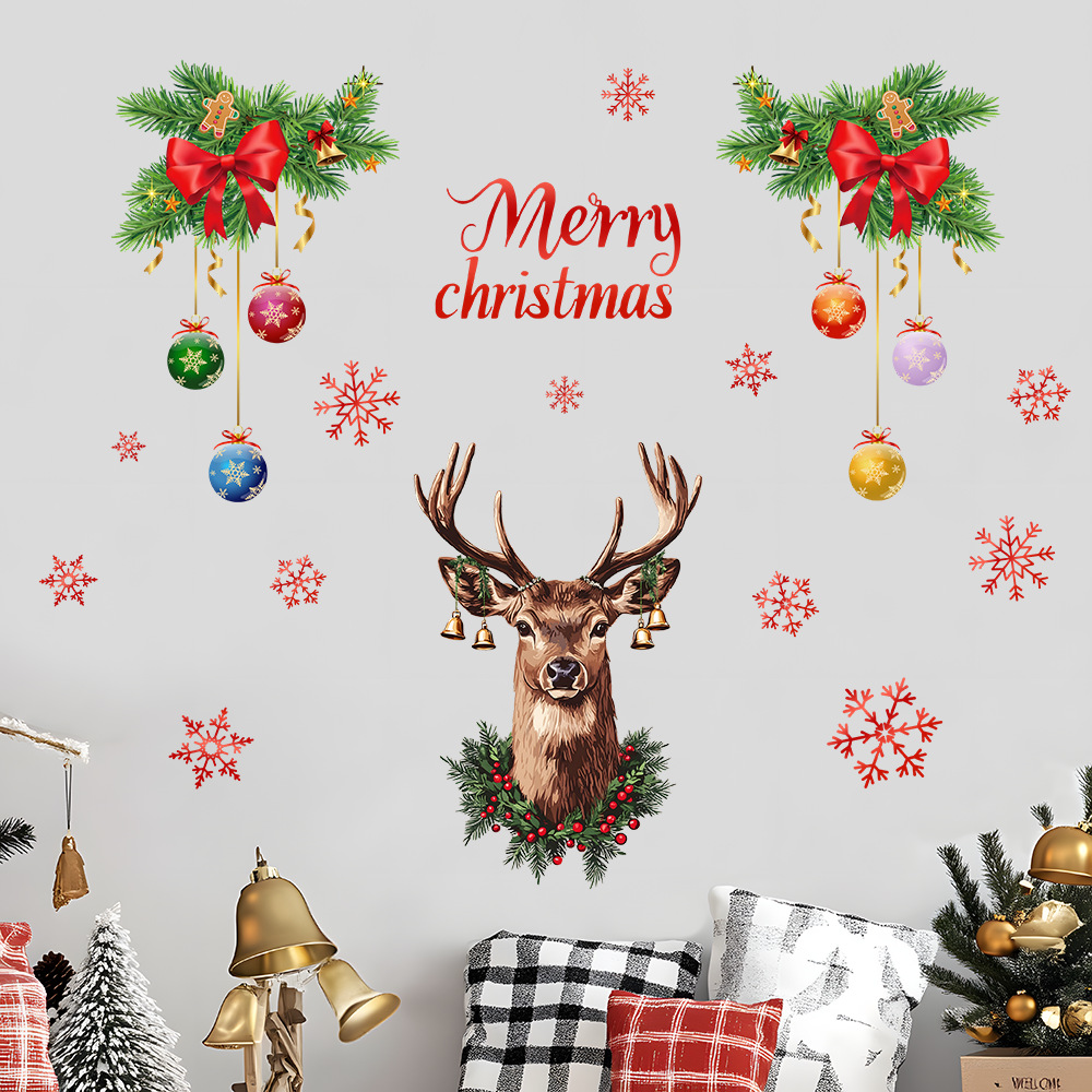 Christmas Snowflake Deer Head  - Snowflake Window Decal ulasan dan harga