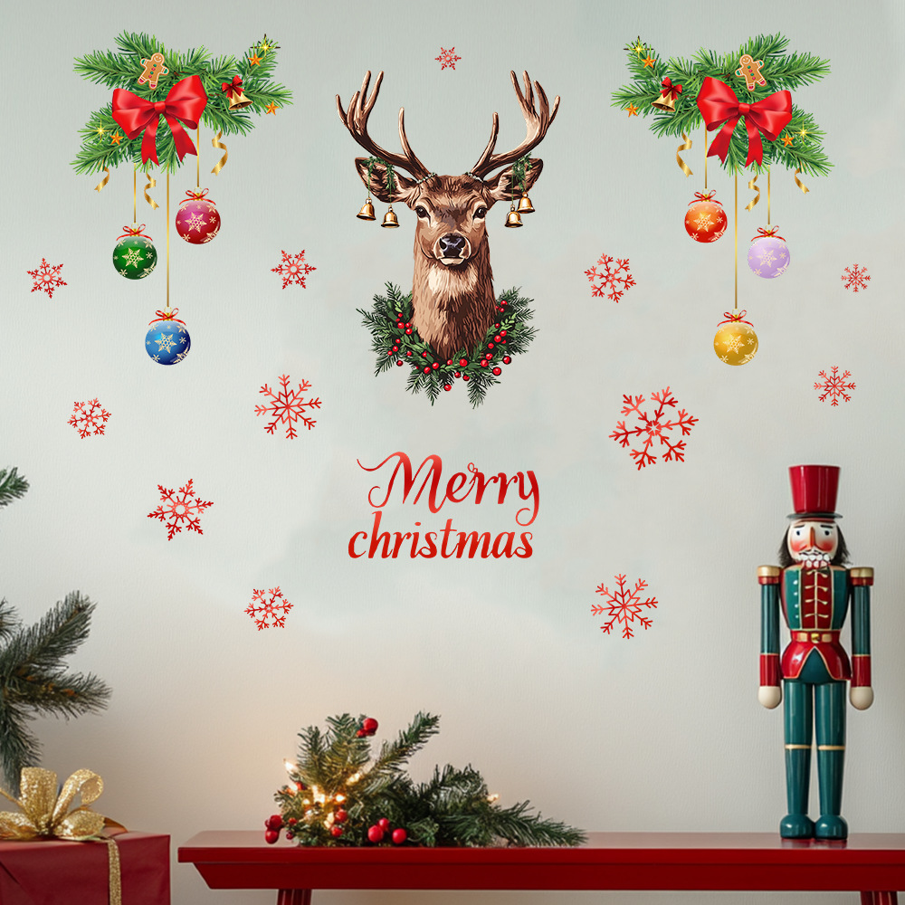 Christmas Snowflake Deer Head  - Snowflake Window Decal ulasan dan harga