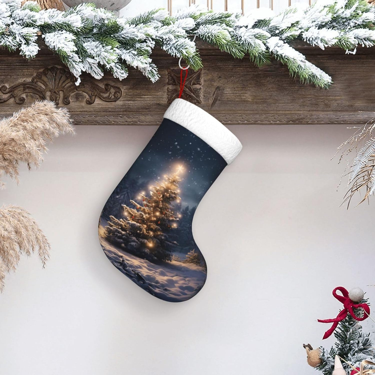 Christmas Tree Snow gift Stock - Christmas Stocking Hanging ulasan dan harga