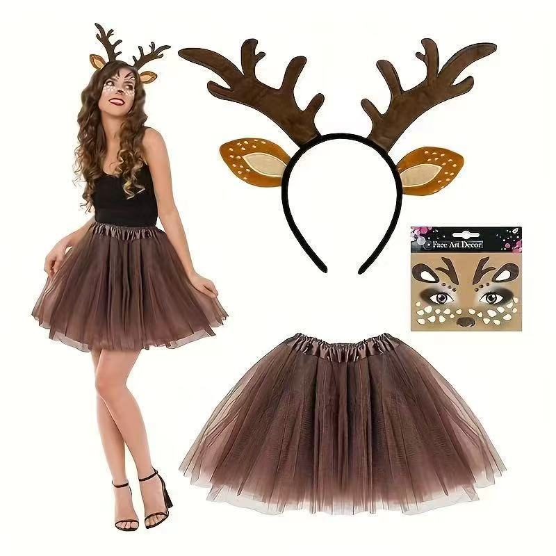 Reindeer Costume Set Antler He - Reindeer Antlers Headband ulasan dan harga