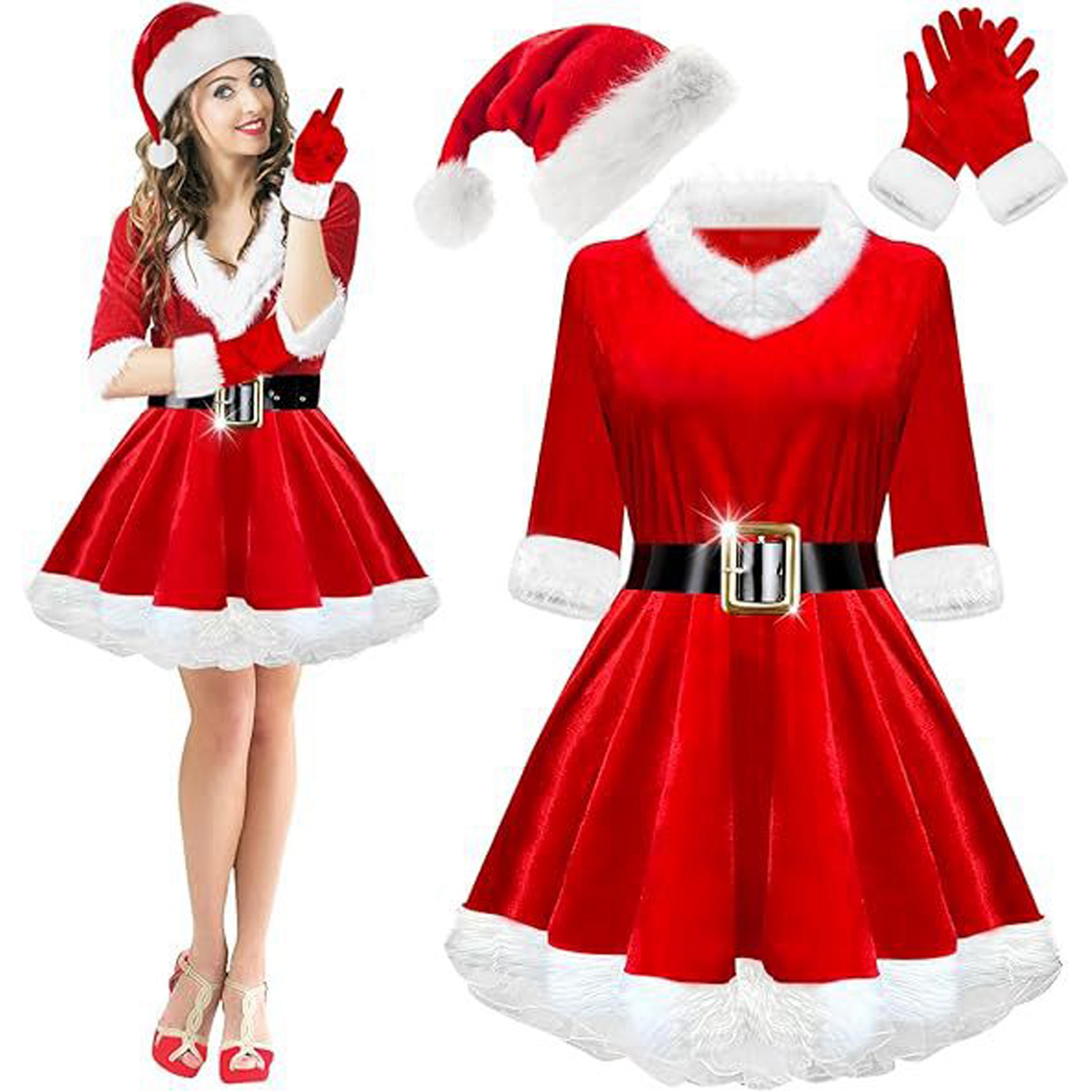 Christmas Dress for Adults Red - Elf Costume Christmas ulasan dan harga
