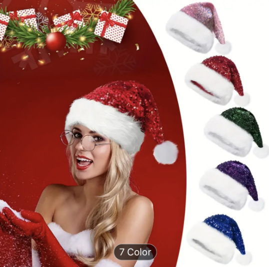 Sequin Christmas Hat Plush Sol - Santa Hat Plush ulasan dan harga