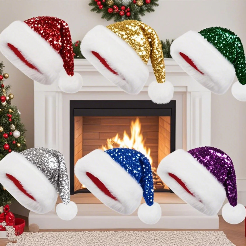 Sequin Christmas Hat Plush Sol - Santa Hat Plush ulasan dan harga