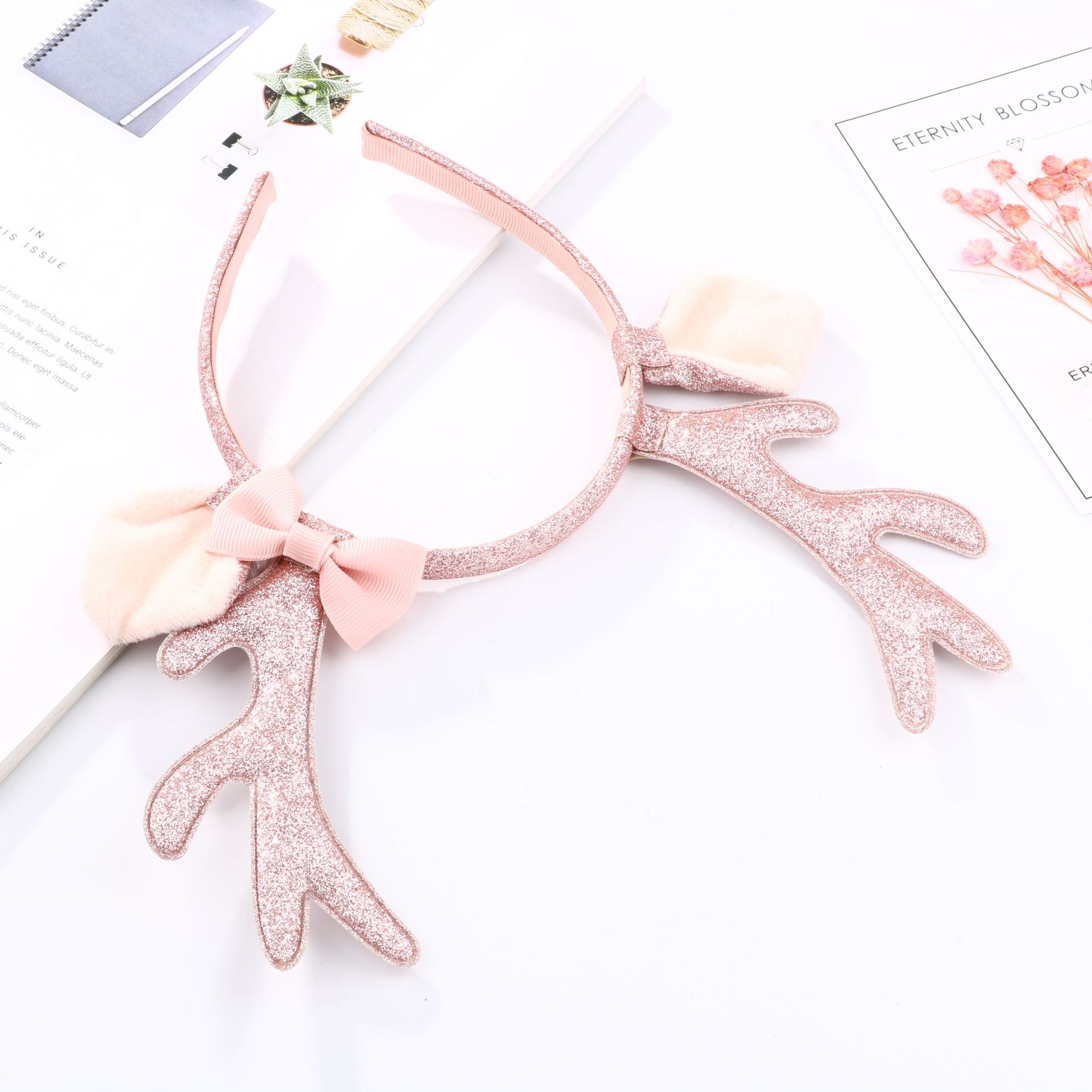 Cute Pink Glitter Reindeer Ant - Reindeer Antlers Headband ulasan dan harga