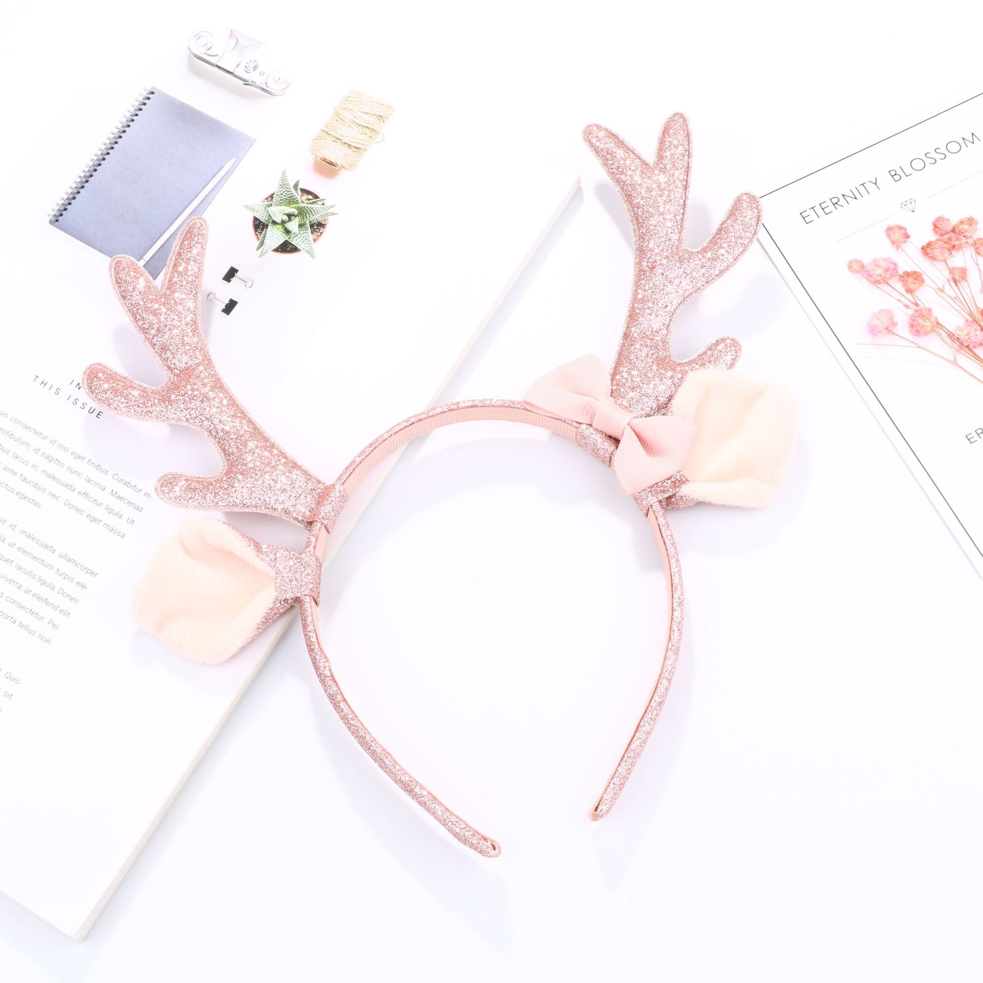 Cute Pink Glitter Reindeer Ant - Reindeer Antlers Headband ulasan dan harga