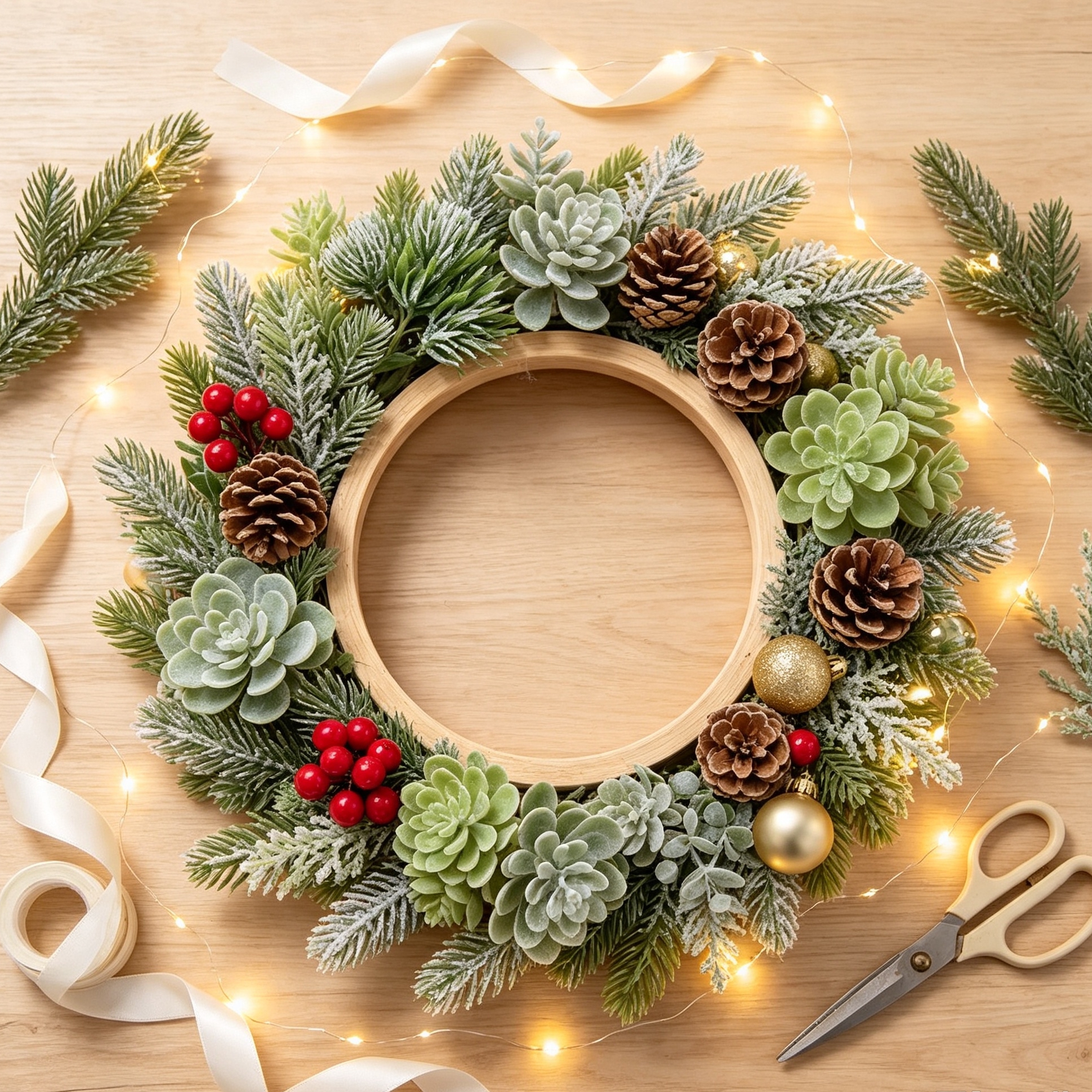 1/3PCS Silk Flowers Scrapbooki - Christmas Wreath Fake ulasan dan harga