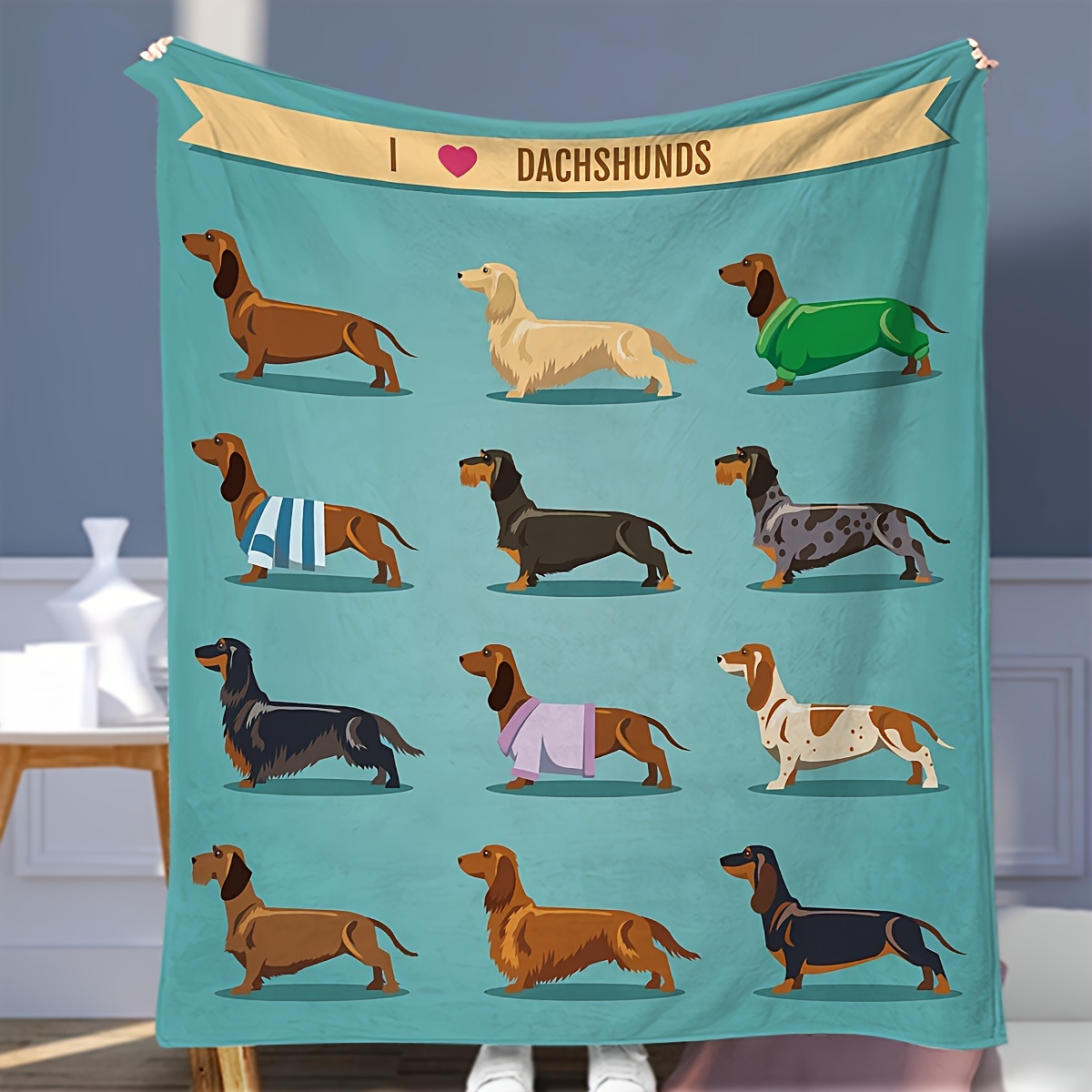 Cute Christmas Dachshund Dog B - Christmas Throw Blanket ulasan dan harga