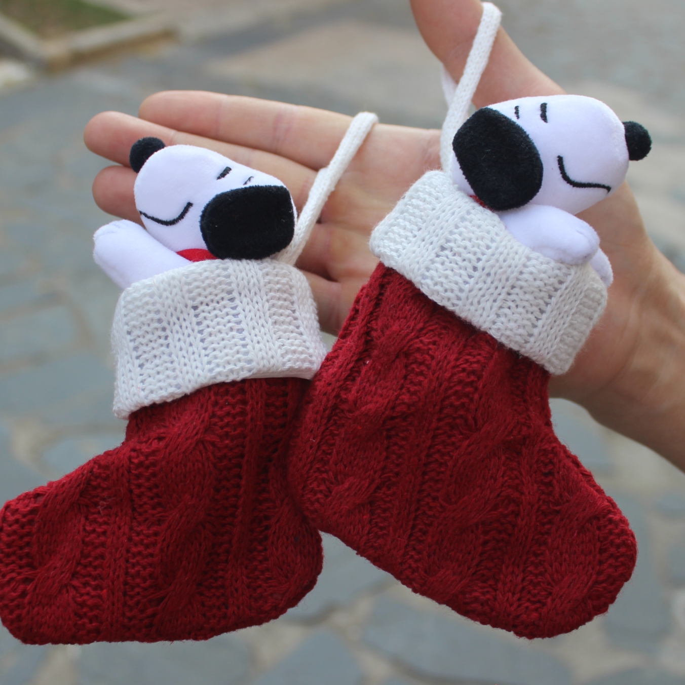 6piece 15CM Peanuts Christmas  - Christmas Stocking Hanging ulasan dan harga